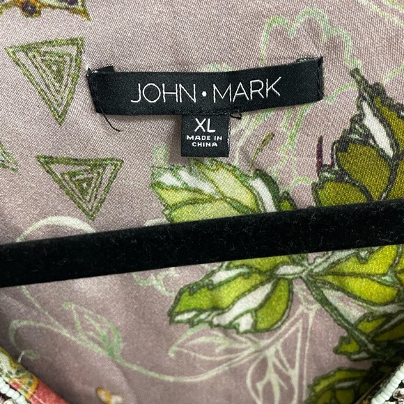 John • Mark Hand Printed Beaded V-Neck Art to Wear Tunic Size XL Pink Paisley l1 - Picture 3 of 10